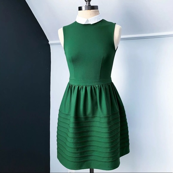 Anthro Lili Wang Fit & Flare Green Dress - Picture 1 of 4